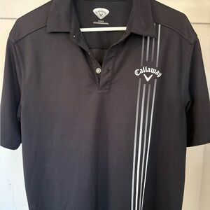 Callaway Men's Polo Shirt in Black with Gray Stripes